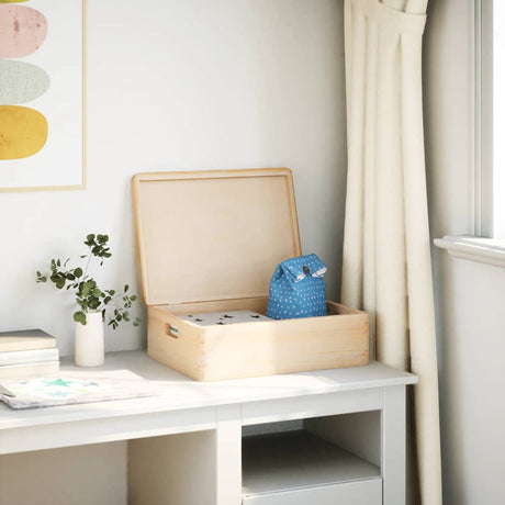 Wooden Box With Lid And Handles Solid Wood Pine