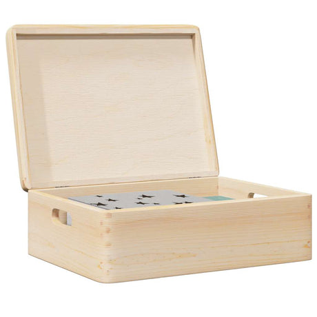 Wooden Box With Lid And Handles Solid Wood Pine