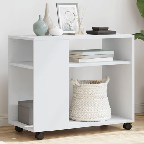 Side Table With Wheels 70X35X60 Cm Engineered Wood