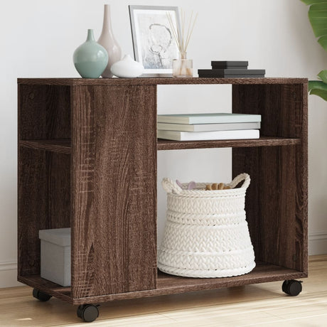 Side Table With Wheels 70X35X60 Cm Engineered Wood