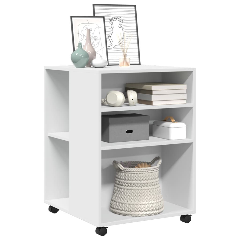 Side Table With Wheels 55X60X78 Cm Engineered Wood