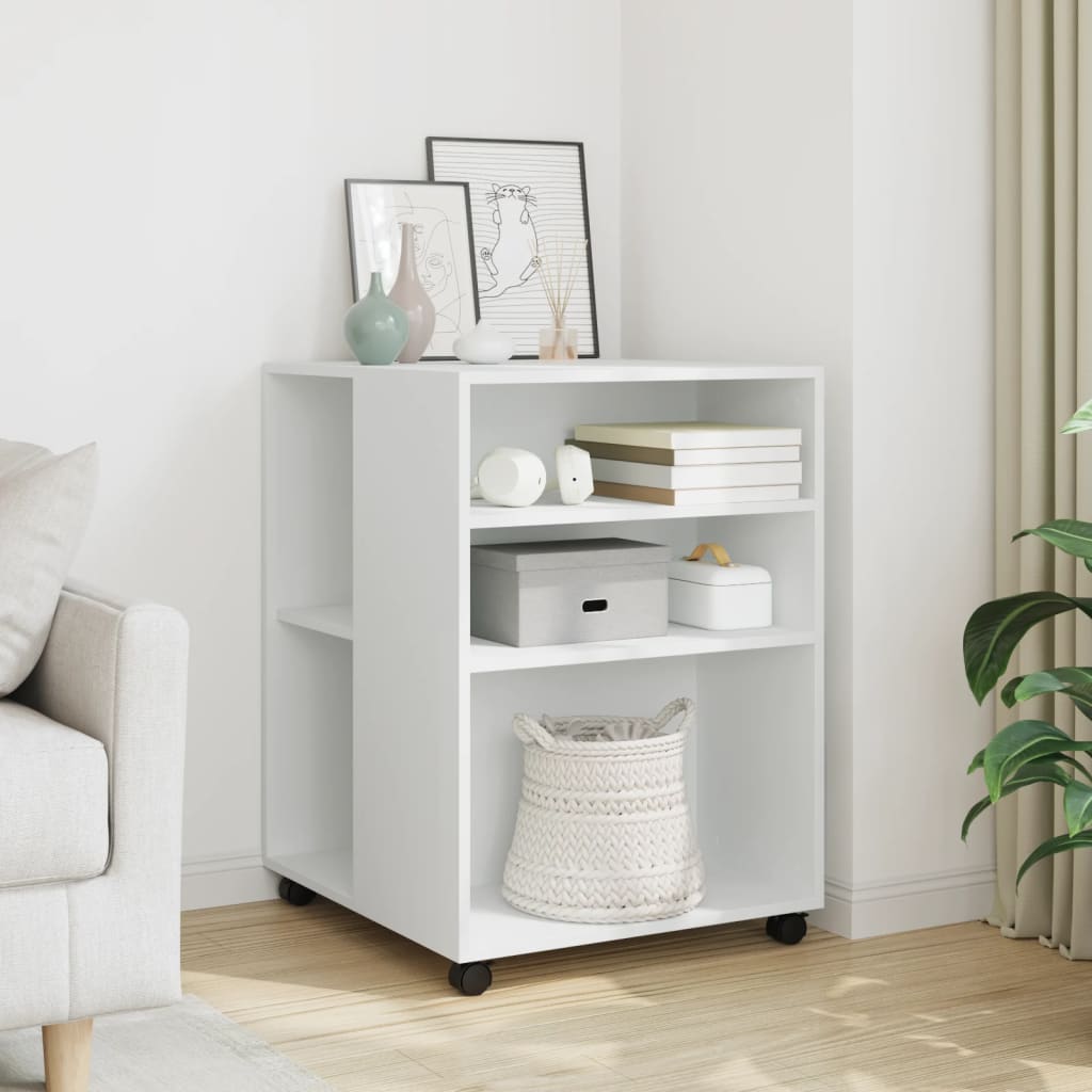 Side Table With Wheels 55X60X78 Cm Engineered Wood