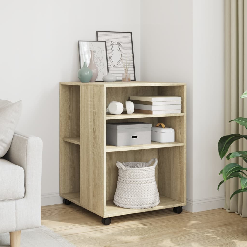 Side Table With Wheels 55X60X78 Cm Engineered Wood