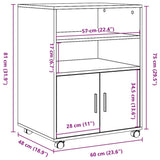 Rolling Cabinet 60X48X81 Cm Engineered Wood