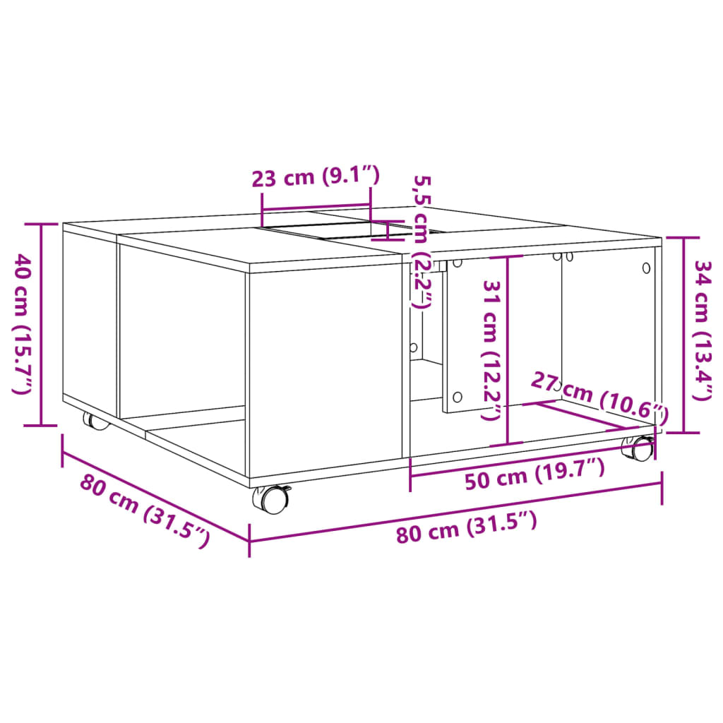 Coffee Table 80X80X40 Cm Engineered Wood
