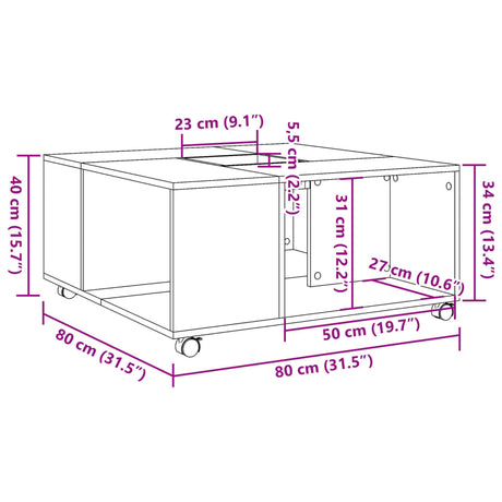Coffee Table 80X80X40 Cm Engineered Wood
