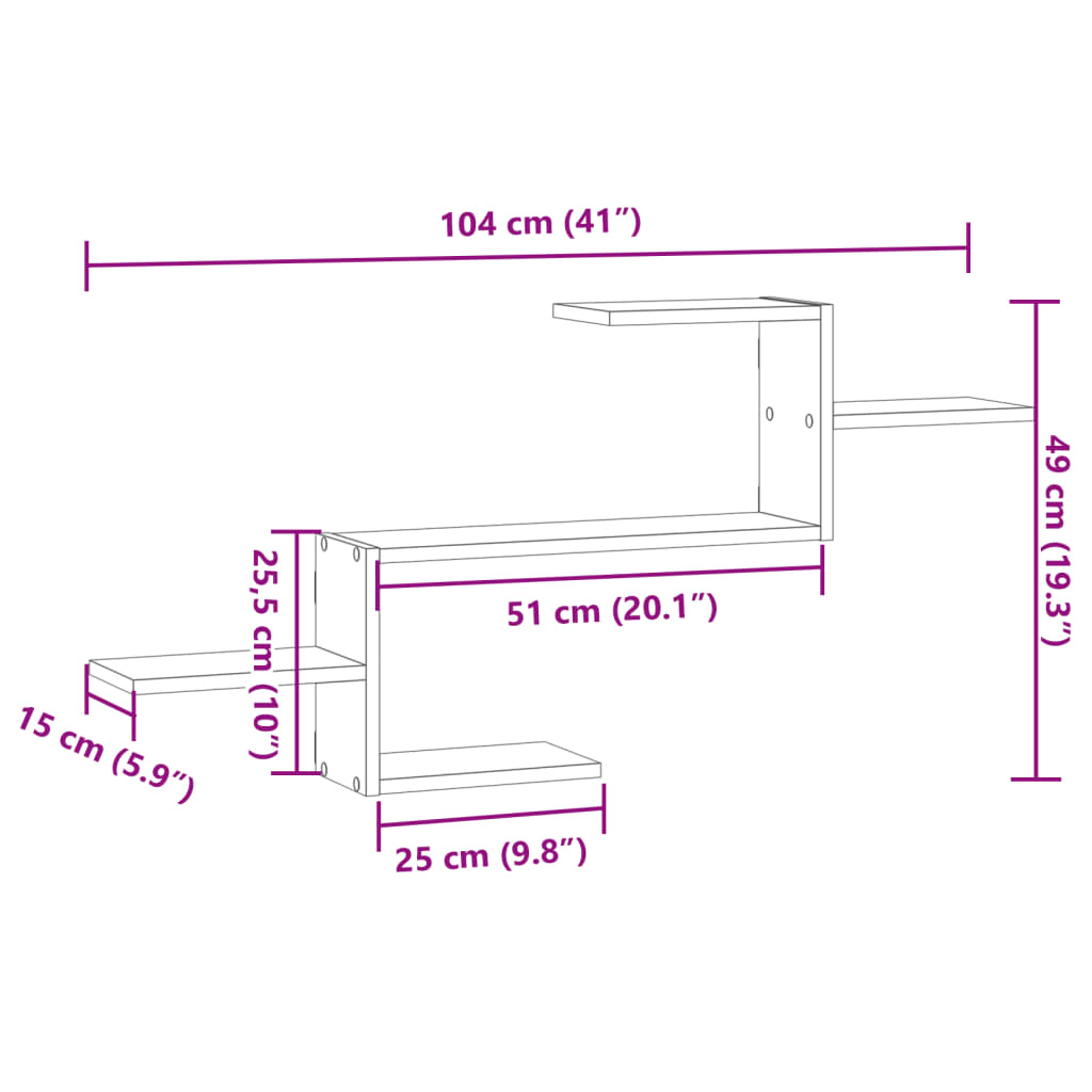 Wall Shelf 104X15X49 Cm Engineered Wood