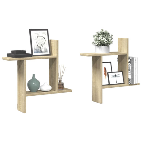Wall Shelves 2 Pcs Engineered Wood