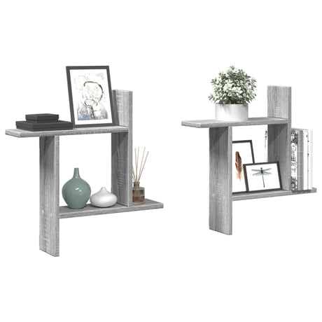 Wall Shelves 2 Pcs Engineered Wood
