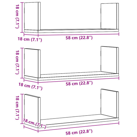 Wall Shelves 3 Pcs Engineered Wood