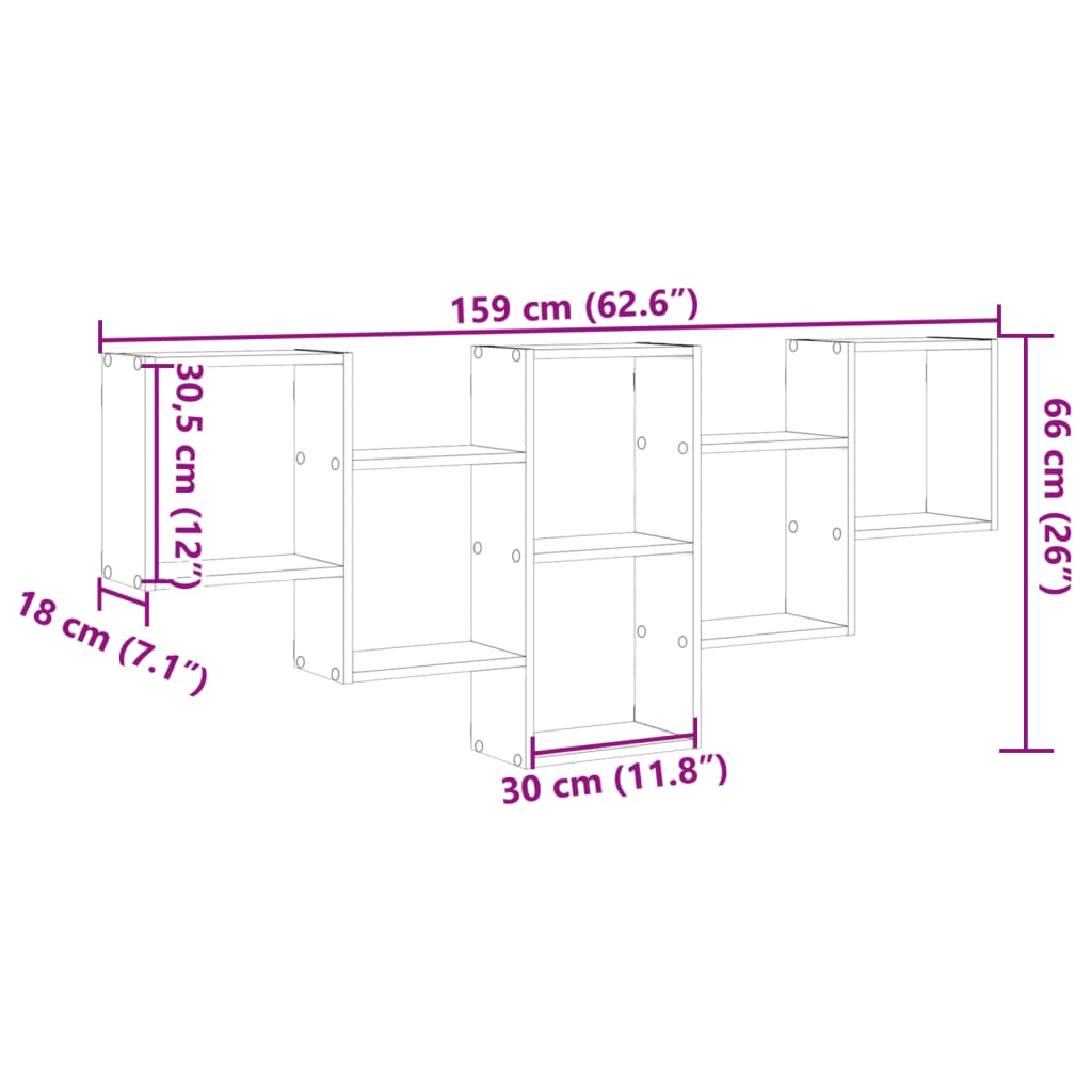 Wall Shelf 159X18X66 Cm Engineered Wood