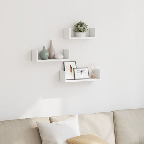 Wall Display Shelves 3 Pcs Engineered Wood
