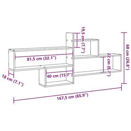 Wall Shelf 167.5X18X68 Cm Engineered Wood