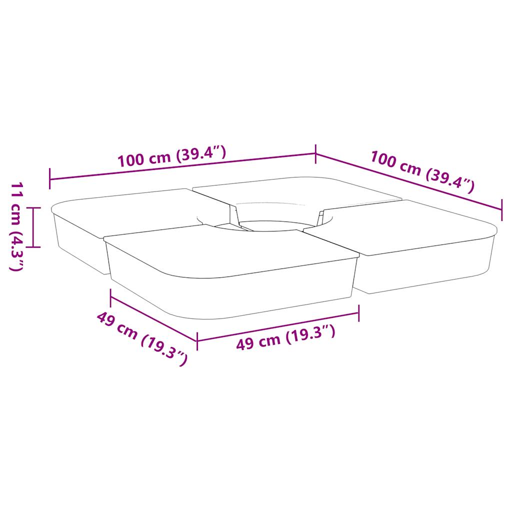 4 Piece Parasol Base Set For Cross Stand Parasol 100 Kg Pp