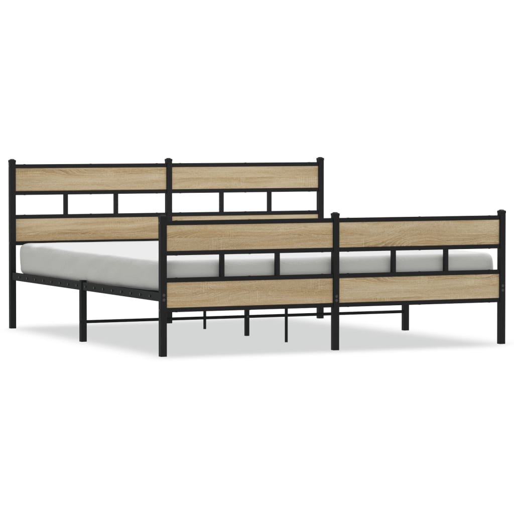 Metal Bed Frame without Mattress Sonoma Oak 183x213 cm