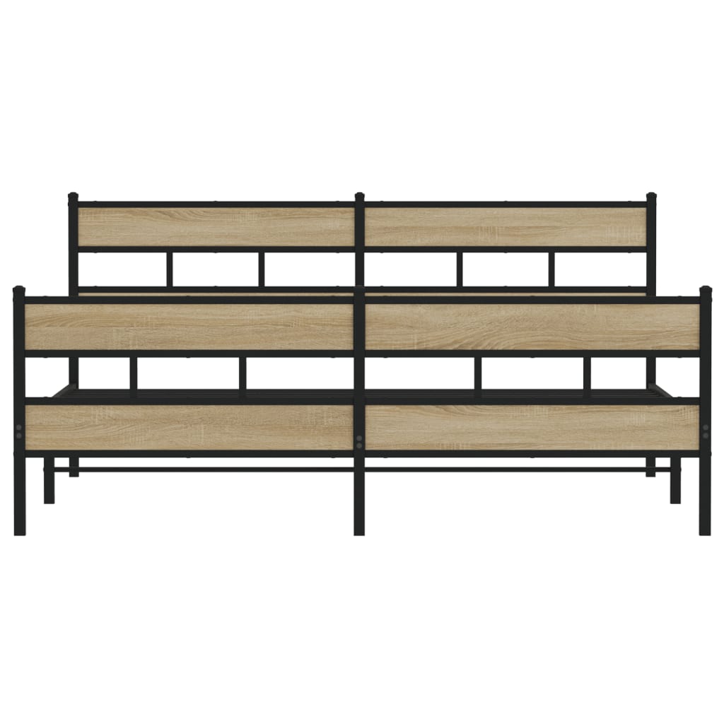 Metal Bed Frame without Mattress Sonoma Oak 183x213 cm