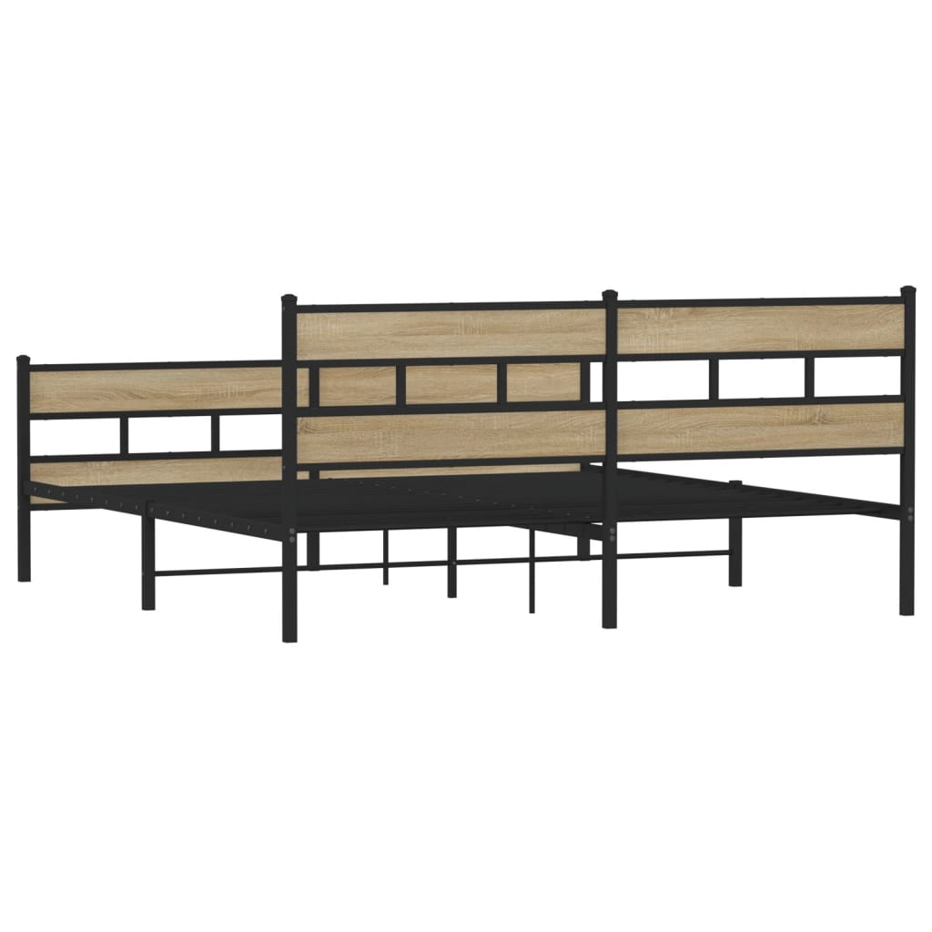 Metal Bed Frame without Mattress Sonoma Oak 183x213 cm