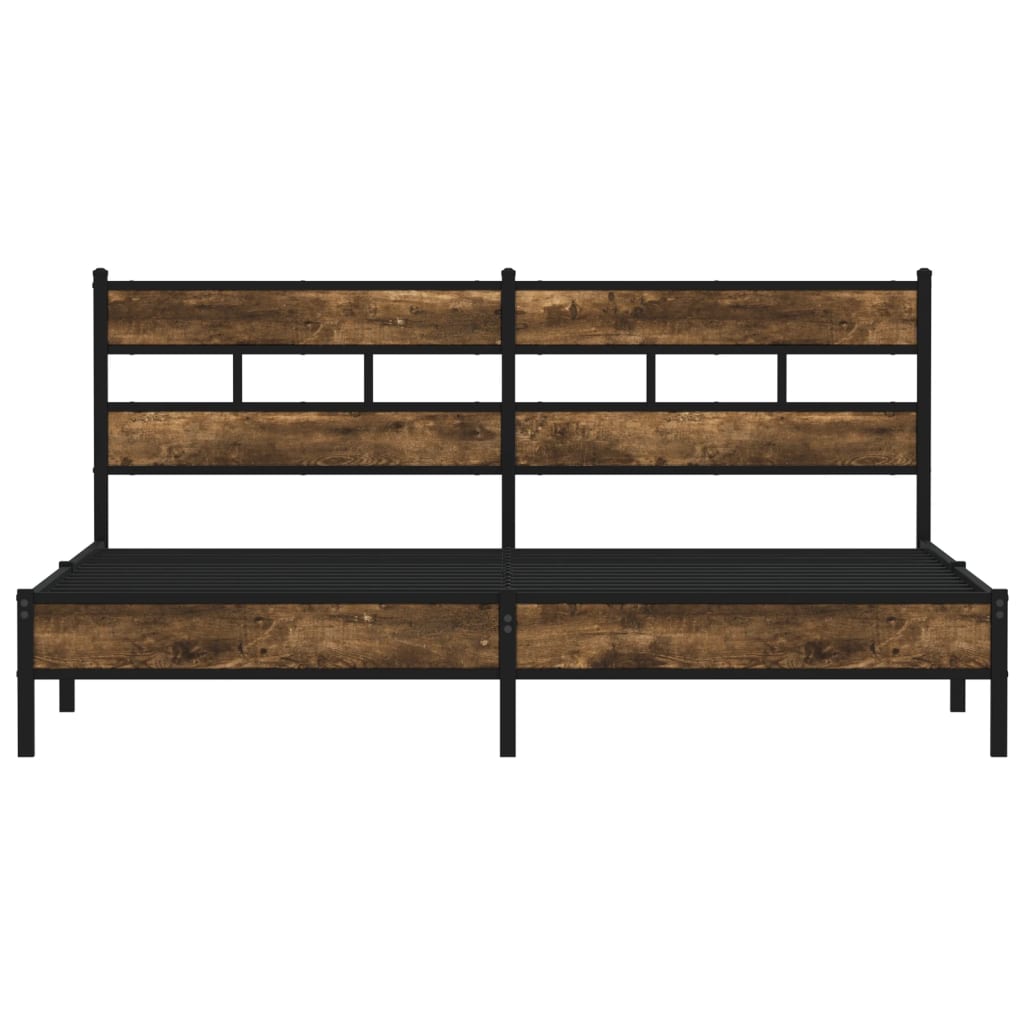 Metal Bed Frame without Mattress Smoked Oak 193x203 cm