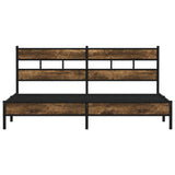 Metal Bed Frame without Mattress Smoked Oak 193x203 cm