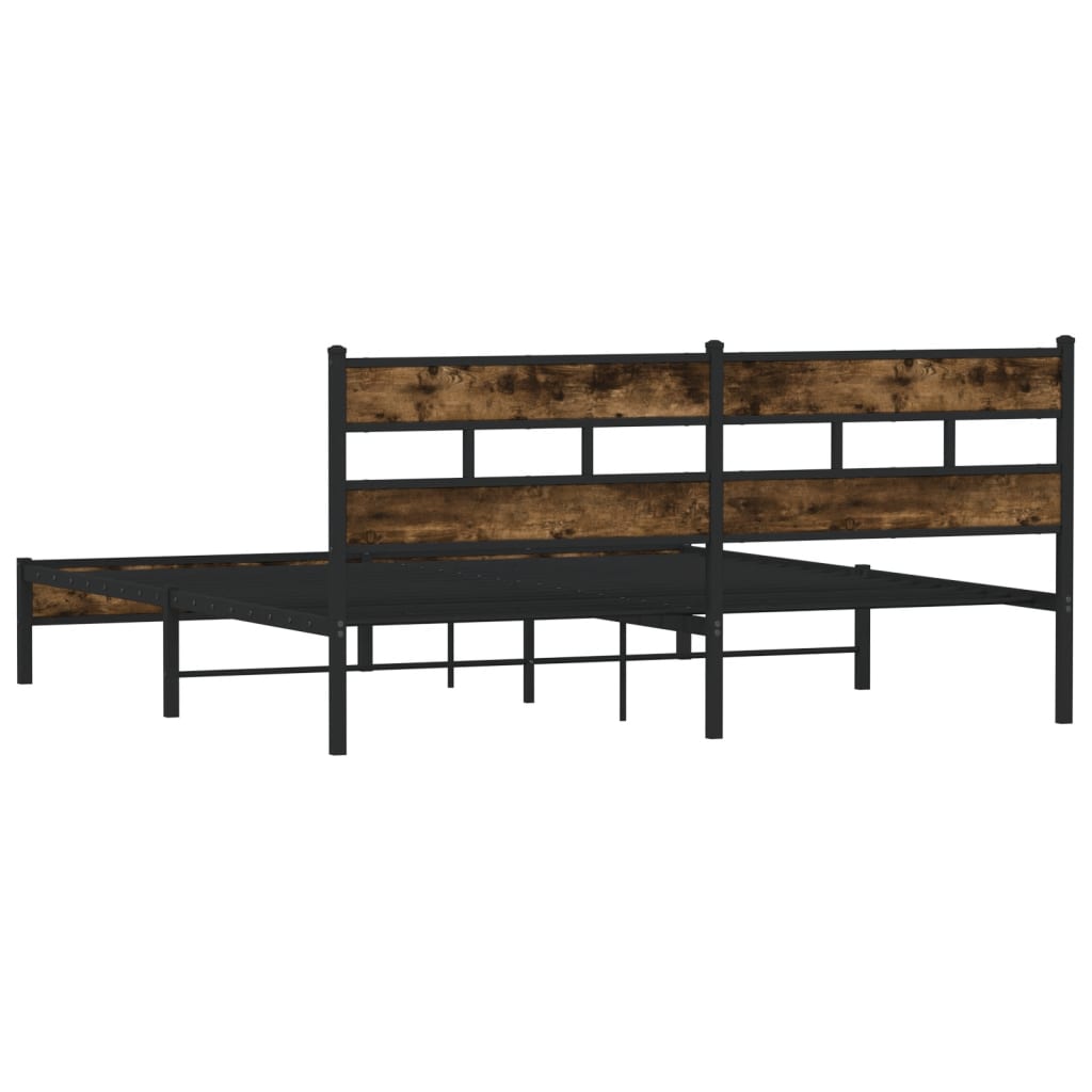 Metal Bed Frame without Mattress Smoked Oak 193x203 cm