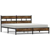 Metal Bed Frame without Mattress Smoked Oak 180x200 cm Super King