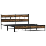 Metal Bed Frame without Mattress Smoked Oak 180x200 cm Super King