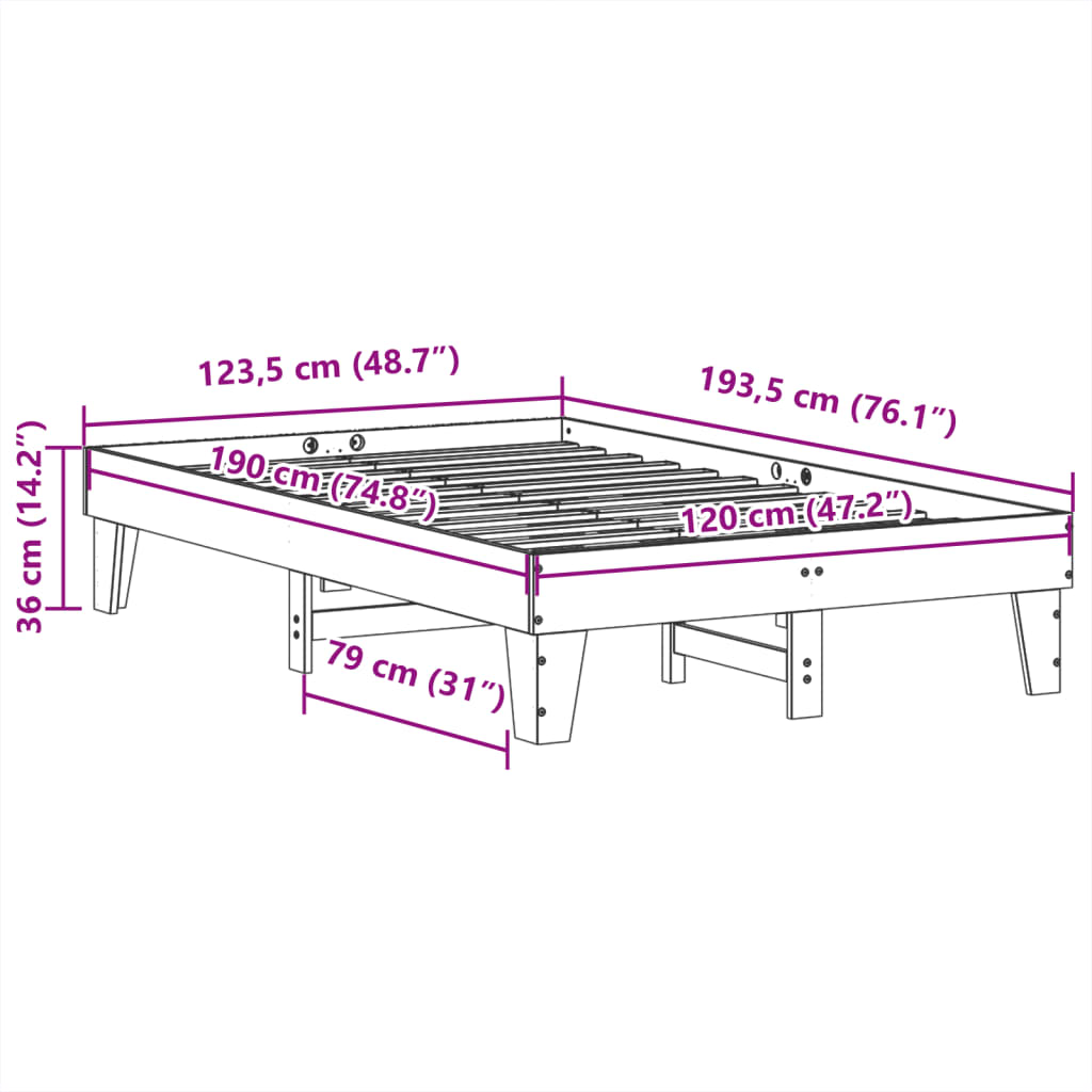 Bed Frame Without Mattress Small Double Solid Wood Pine