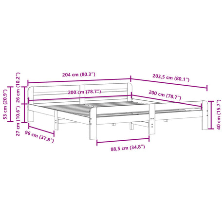Bed Frame Without Mattress Solid Wood Pine