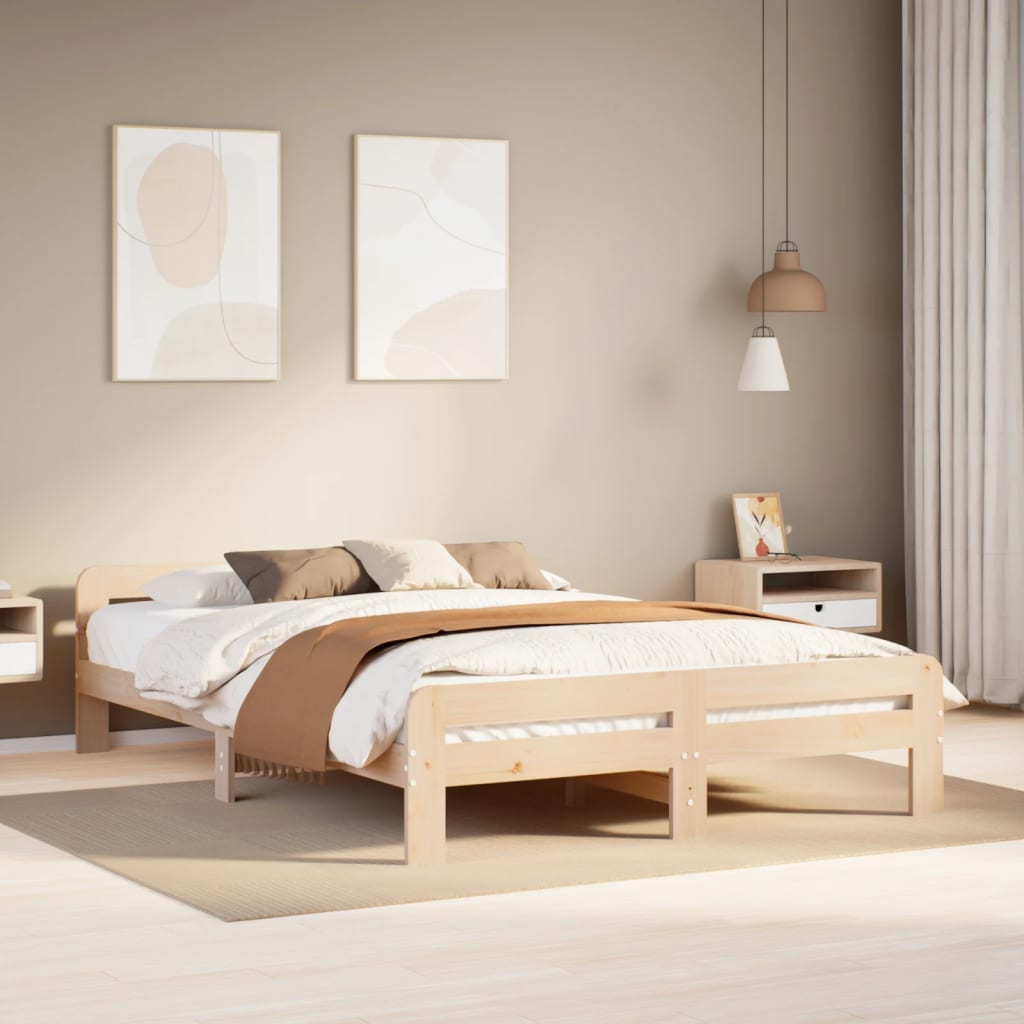 Bed Frame Without Mattress Solid Wood Pine