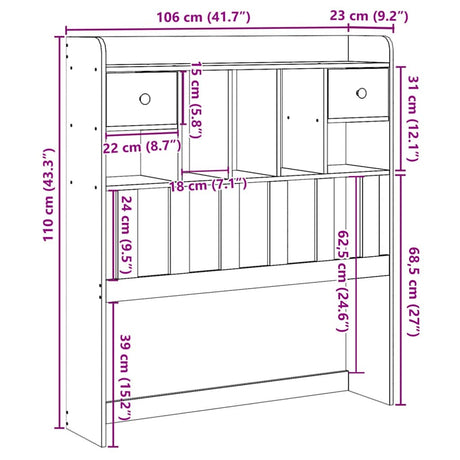 Headboard With Storage Solid Wood Pine