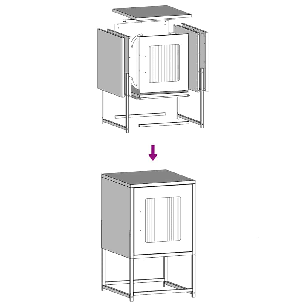 Bedside Cabinet 36X39X60.5 Cm Cold-Rolled Steel