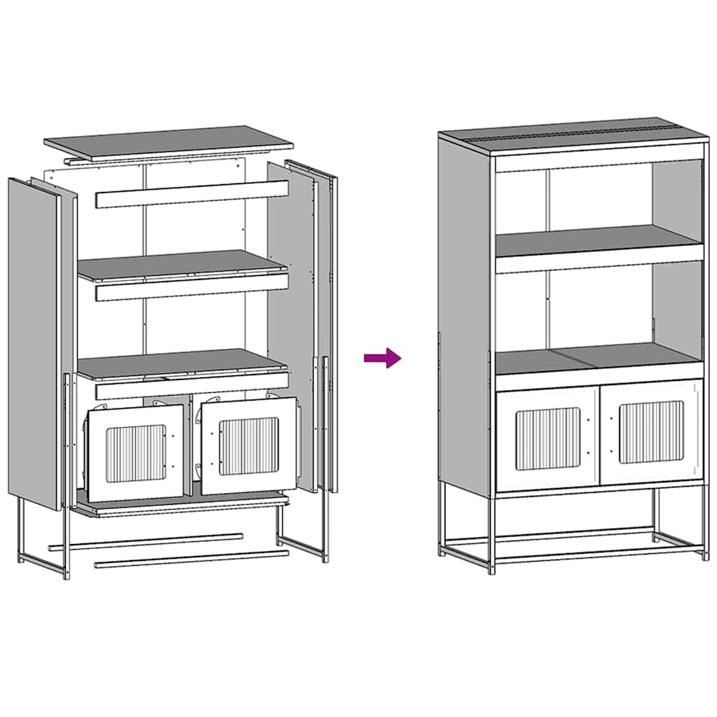Highboard 68X39X123 Cm Steel