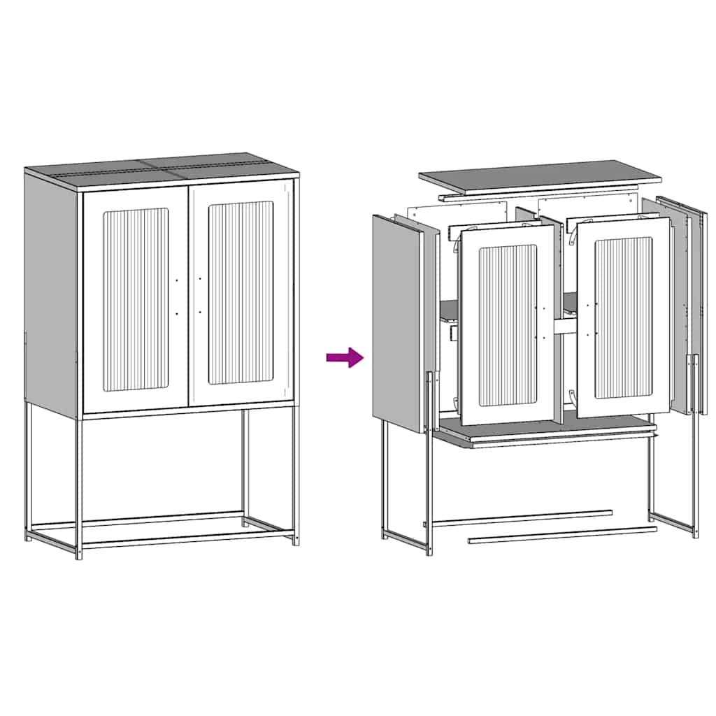 Highboard 68X39X107 Cm Steel