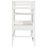 Loft Bed Frame With Desk And Shelves 90X200Cm Solid Wood Pine