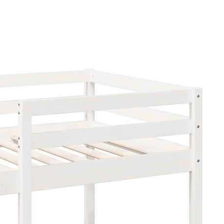 Loft Bed Frame With Desk And Shelves 90X200Cm Solid Wood Pine