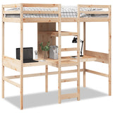 Loft Bed Frame without Mattress 80x200cm Solid Wood Pine