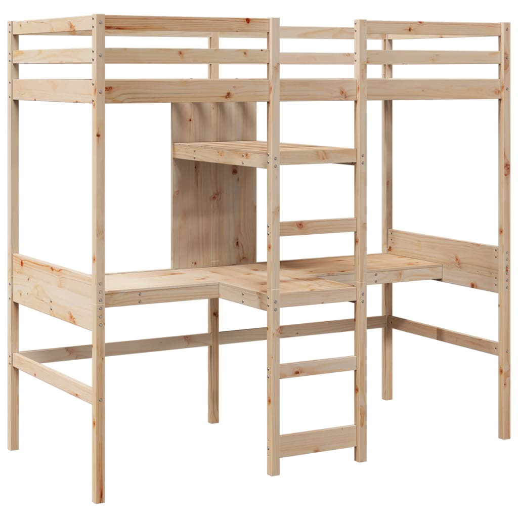 Loft Bed Frame without Mattress 80x200cm Solid Wood Pine