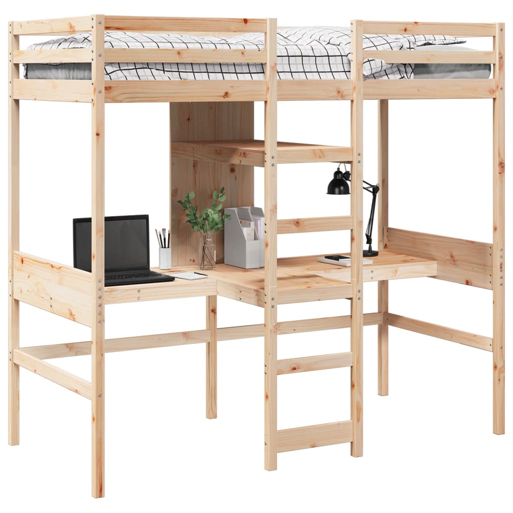 Loft Bed Frame without Mattress 80x200cm Solid Wood Pine