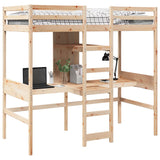 Loft Bed Frame without Mattress 80x200cm Solid Wood Pine