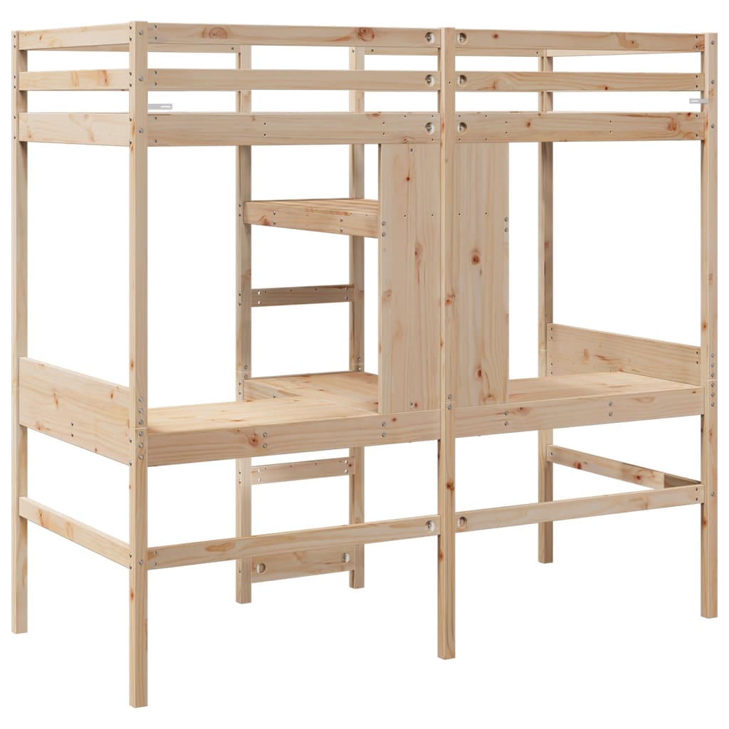 Loft Bed Frame without Mattress 80x200cm Solid Wood Pine