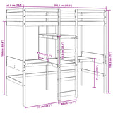 Loft Bed Frame without Mattress 80x200cm Solid Wood Pine