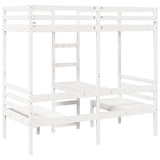 Loft Bed Frame with Desk and Chairs White 90x200cm Solid Wood Pine