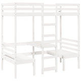 Loft Bed Frame with Desk and Chairs White 90x200cm Solid Wood Pine
