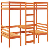 Loft Bed Frame With Desk And Chairs 90X200Cm Solid Wood Pine