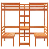Loft Bed Frame With Desk And Chairs 90X200Cm Solid Wood Pine
