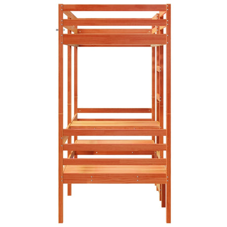 Loft Bed Frame With Desk And Chairs 90X200Cm Solid Wood Pine