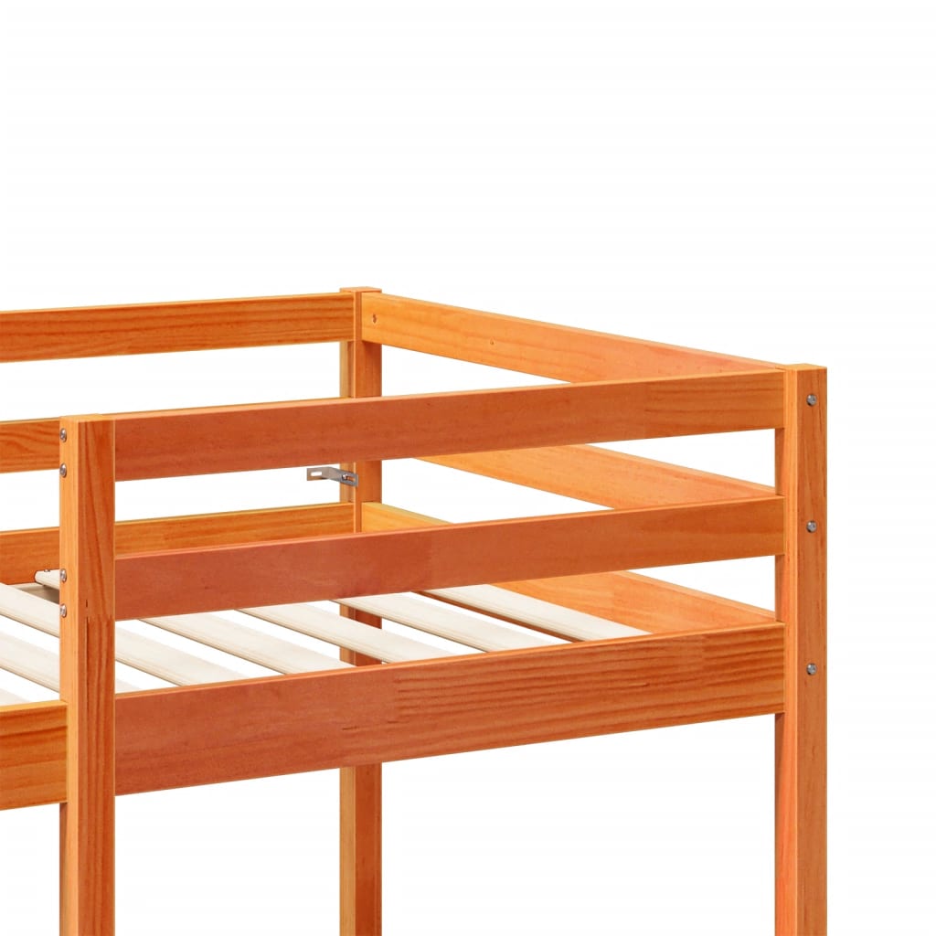 Loft Bed Frame With Desk And Chairs 90X200Cm Solid Wood Pine