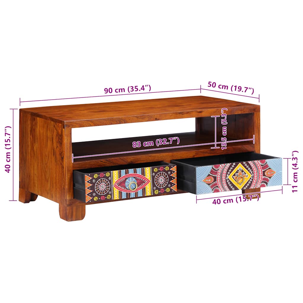 Coffee Table 90X50X40 Cm Solid Wood Acacia