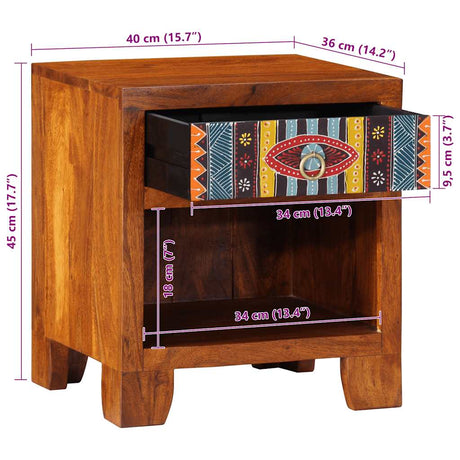 Bedside Cabinet Solid Wood Acacia