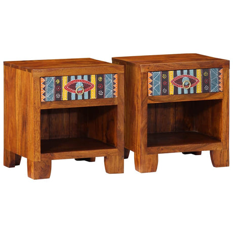 Bedside Cabinet Solid Wood Acacia